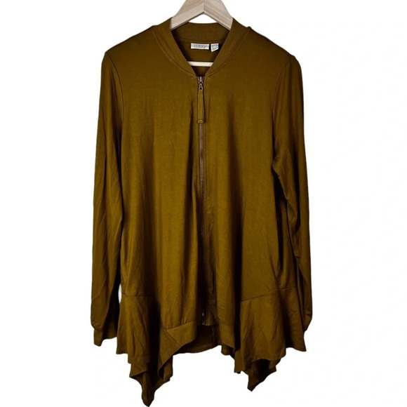 LOGO by Lori Goldstein • Rayon 230 Bomber Cardigan w/ Rib Detail - Picture 1 of 6